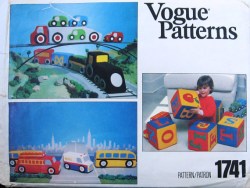 1741 VOGUE BUILDING BLOCKS, TRAIN & CARS, TRUCKS BUSSES PATTERN UNCUT